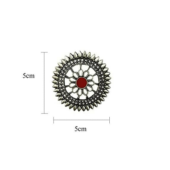 Tiaraa Red Alloy Silver Oxidised Stud Fashion Earrings - Distacart