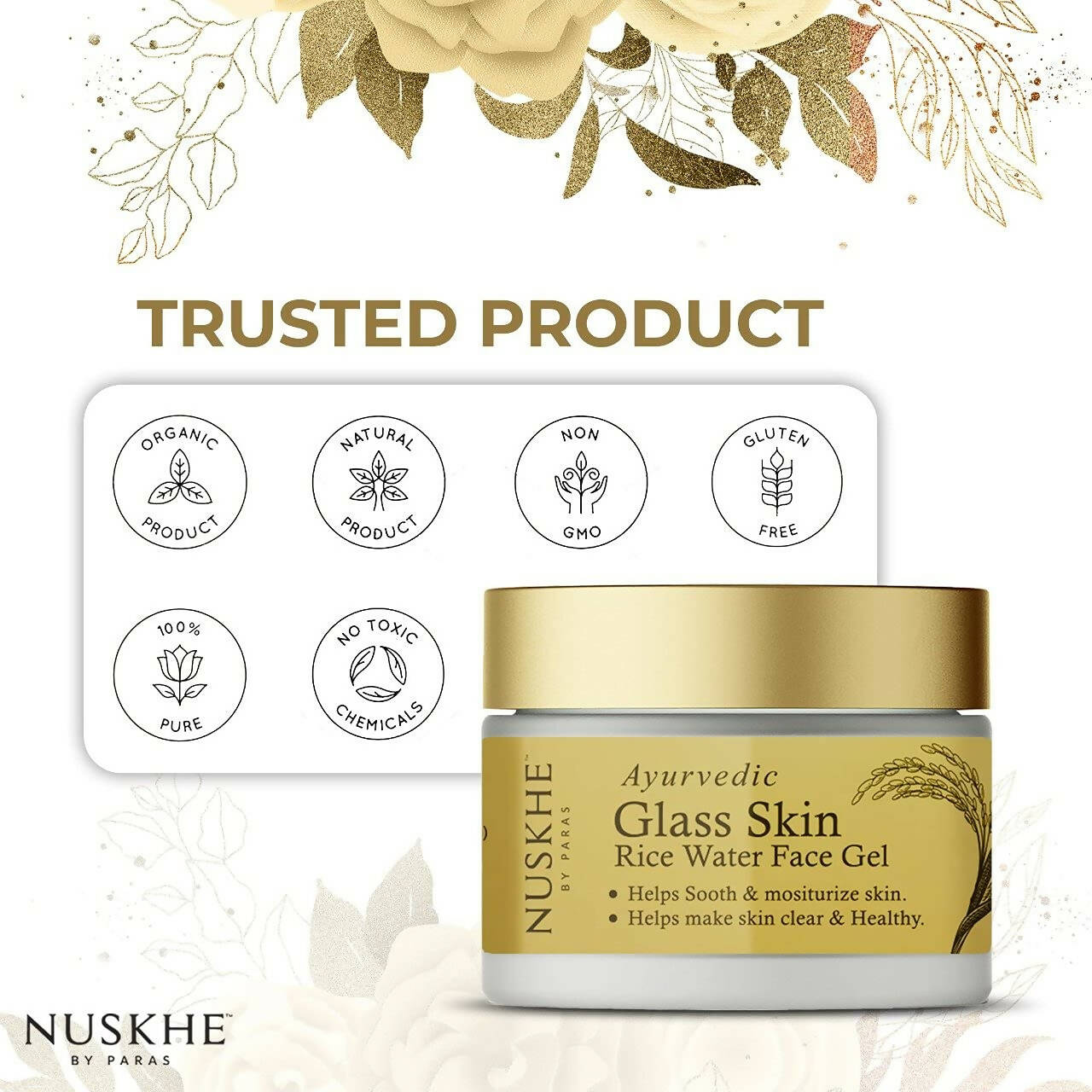 Nuskhe By Paras Ayurvedic Glass Skin Rice Water Face Gel - Distacart