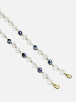 Thumbnail for Unisex Gold-Toned Blue Evil Eye Beaded Mask Chain - Ruby Raang - Distacart