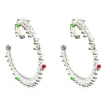Thumbnail for Mominos Fashion Kamal Johar Oxidised Silver Anklets With Muvvas