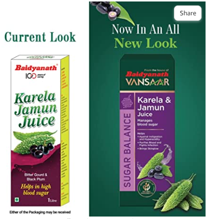 Baidyanath Karela Jamun Juice - 1 Ltr - Distacart