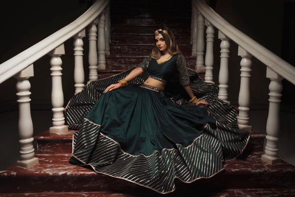 Pomcha Jaipur Mimosa Green Lehenga Set - Distacart