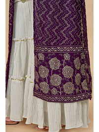 Thumbnail for Myra Purple Jacket Style Sharara Suit - Distacart