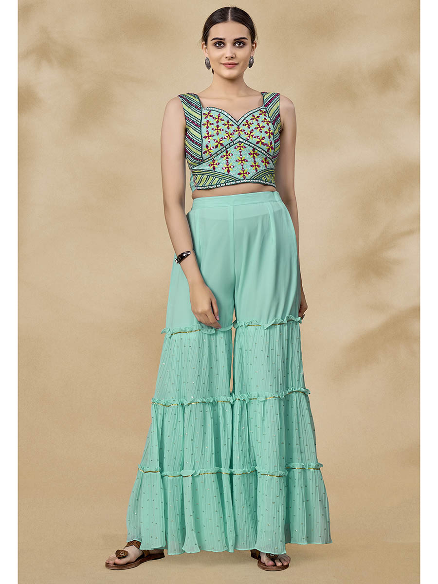 Myra Pink Jacket Style Sharara Suit - Distacart