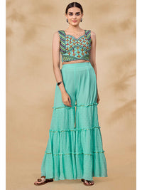 Thumbnail for Myra Pink Jacket Style Sharara Suit - Distacart