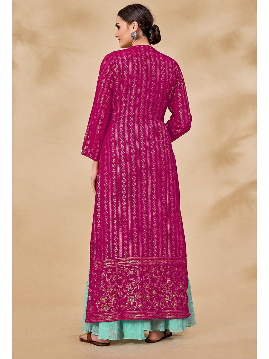 Myra Pink Jacket Style Sharara Suit - Distacart