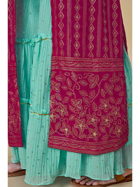 Thumbnail for Myra Pink Jacket Style Sharara Suit - Distacart