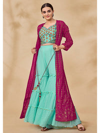 Thumbnail for Myra Pink Jacket Style Sharara Suit - Distacart