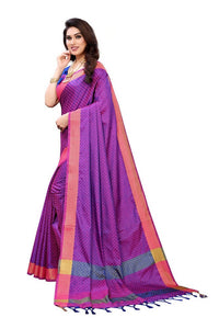 Thumbnail for Vamika Banarasi Jacquard Weaving Purple Saree