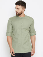 Thumbnail for Even Apparels Green Color Men's Pure Cotton Kurta With Band Collar - Distacart
