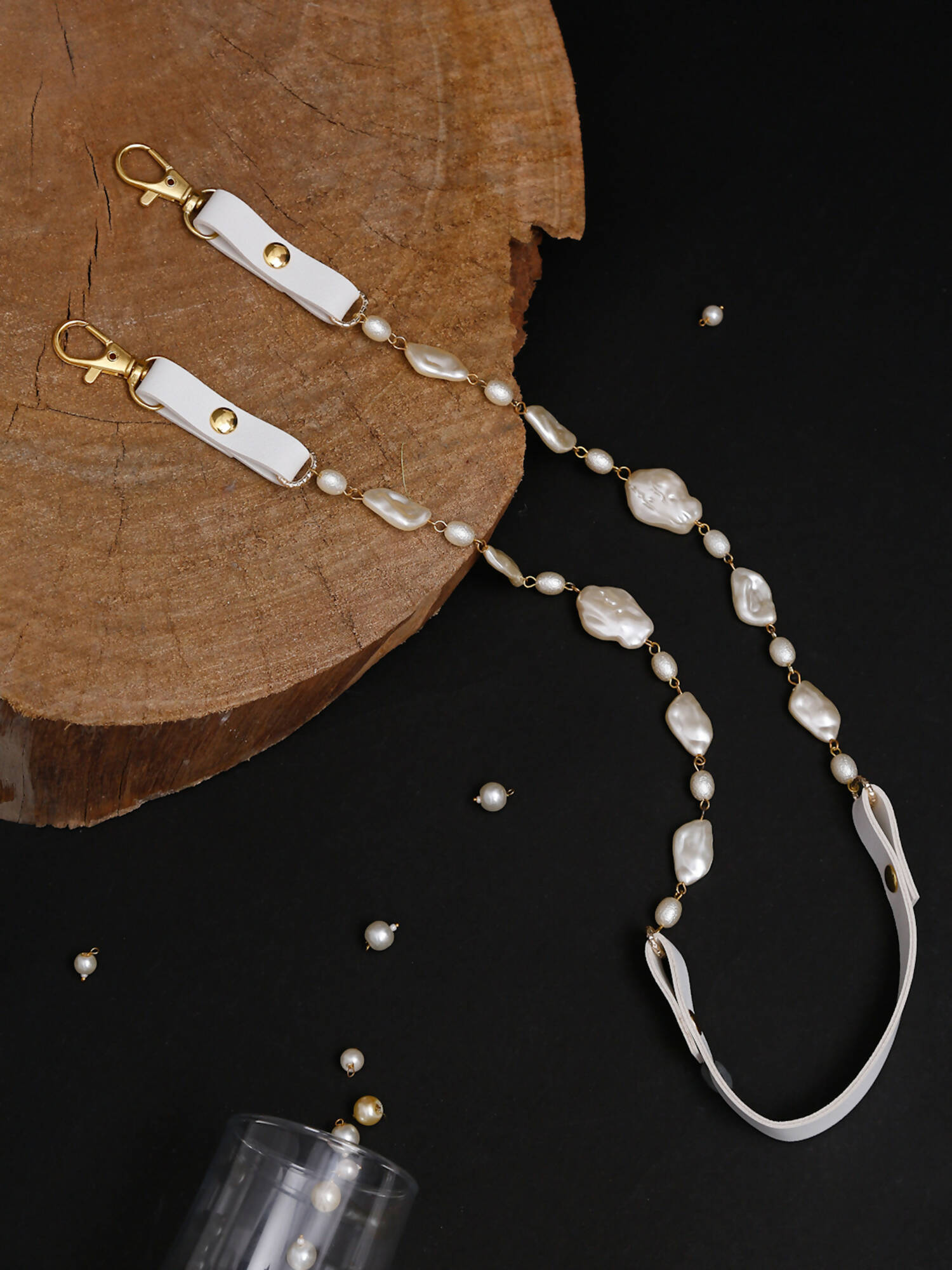 Women's White Mother Of Pearl Mask Chain - Ruby Raang - Distacart