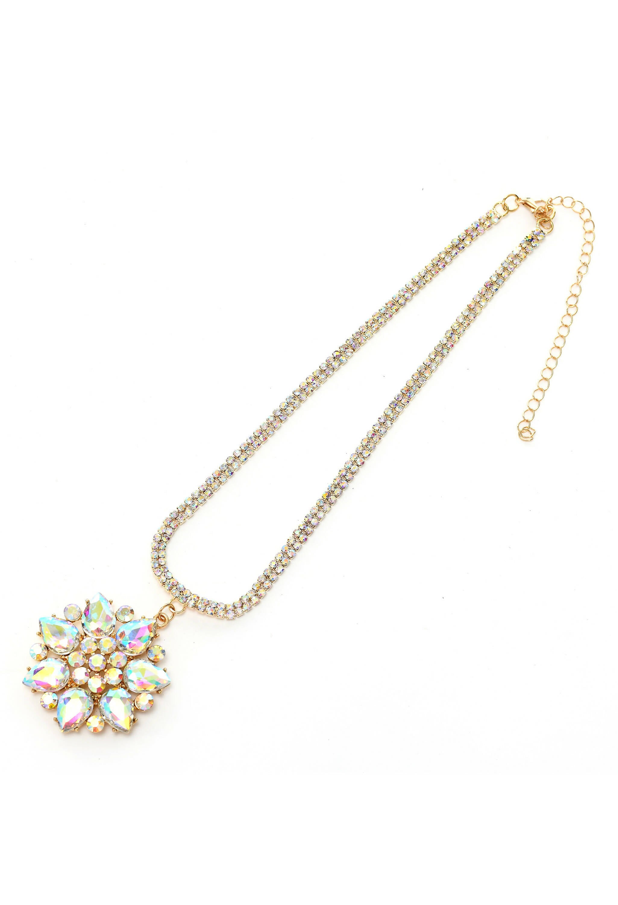 Mominos Fashion Johar Kamal Statement Gold-Plated Finish AD Stone Long Necklace For Women (White) - Distacart