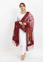 Thumbnail for Mominos Fashion Moeza Women's Orgenza Multi Thread Mirror Work Maroon Dupatta - Distacart