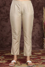 Thumbnail for Juniper Women Sandgrey Poly Silk Solid Slim Fit Pant/Slim Pant - Distacart