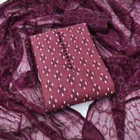 Thumbnail for Pink Cotton Printed Unstitched Dress Material - Amara - Distacart