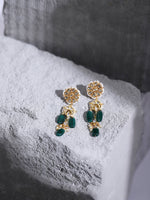 Thumbnail for Gold-Toned White Kundan Contemporary Gold-Plated Drop Earrings - Ruby Raang - Distacart