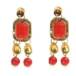 Thumbnail for Mominos Fashion Johar Kamal Gold-Plated Brass Finish Kundan/Pearls Choker For Women (Red) - Distacart