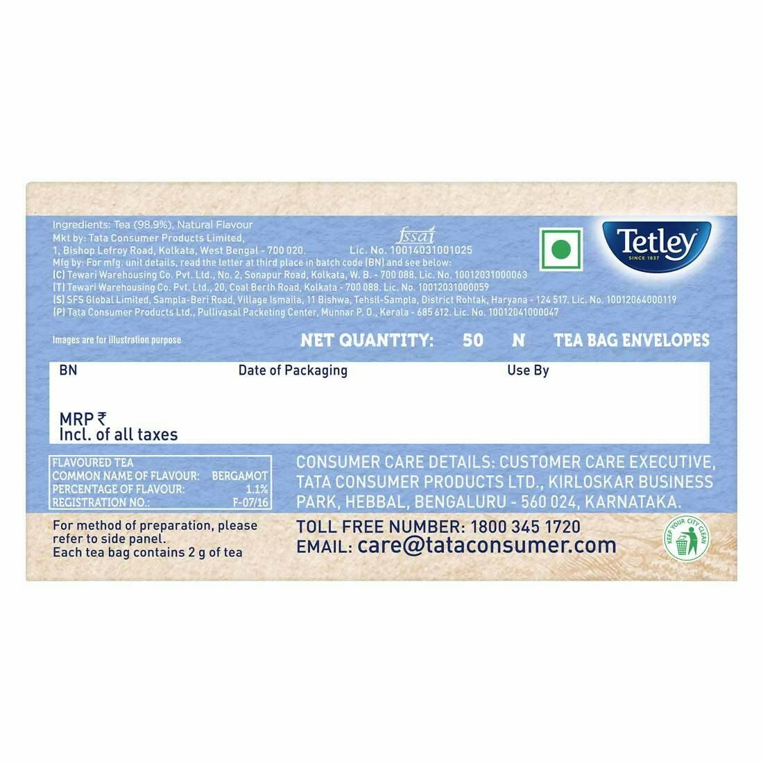 Tetley Flavour Earl Grey Tea Bags - Distacart