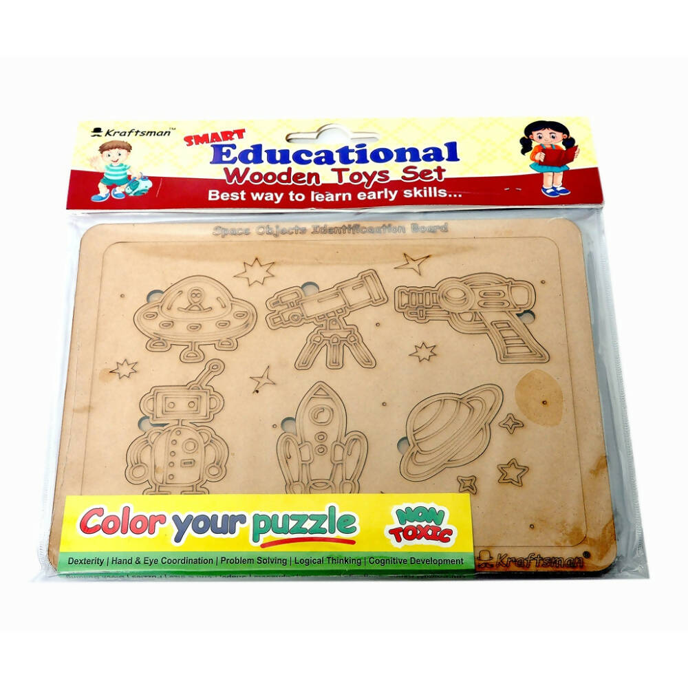 Kraftsman Space Objects Identification Puzzle Board With Color Kit Included - Distacart