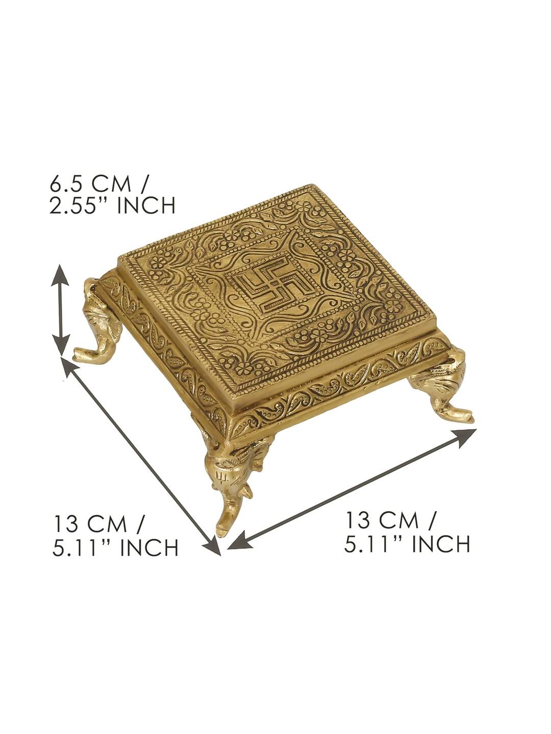 eCraftIndia Gold-Toned Handcrafted Traditional Pooja Chowki With Swastik - Distacart