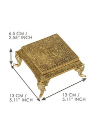 Thumbnail for eCraftIndia Gold-Toned Handcrafted Traditional Pooja Chowki With Swastik - Distacart