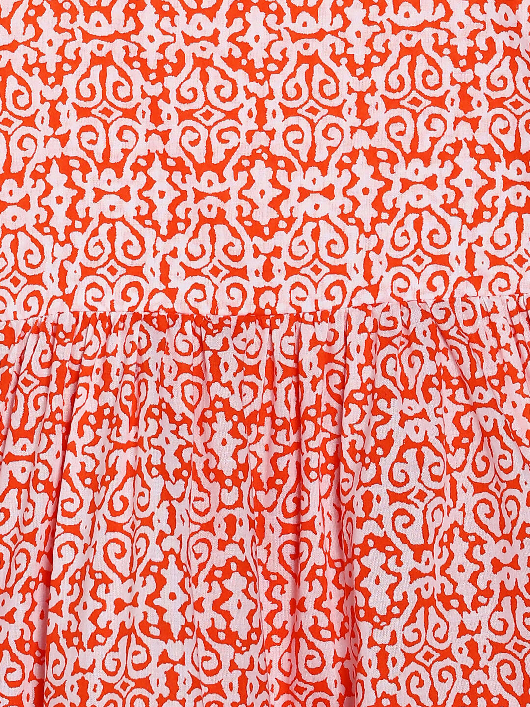 Manet Girls Cotton Layer Frock Printed - Orange - Distacart
