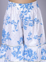 Thumbnail for Lil Drama Ethnic Girls Blue Cotton Kurta with Sharara Set - Distacart