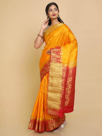 Thumbnail for Kalamandir Checked Mustard Pashmina Saree