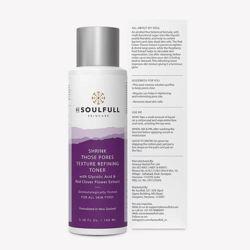 Be Soulfull Shrink Those Pores Texture Refining Toner - Distacart