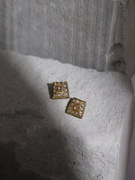 Thumbnail for Gold-Toned White Kundan Square Shaped Gold-Plated Studs Earrings - Ruby Raang - Distacart