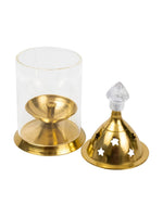 Thumbnail for Spillbox Gold-Toned Brass Glass Udupi Diya Pooja Essential - Distacart