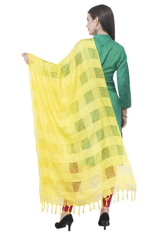 Mominos Fashion Moeza Lemon Yellow Window Cotton Dupatta - Distacart
