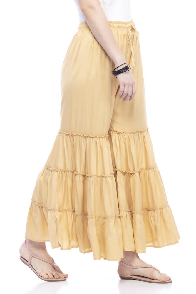 Mominos Fashion Reyon Cotton Golden Palazzo - Distacart