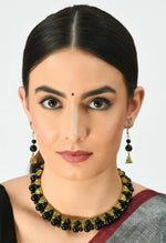 Thumbnail for Mominos Fashion Johar Kamal Gold-Plated Brass Finish Pearls Work Choker For Women (Black) - Distacart