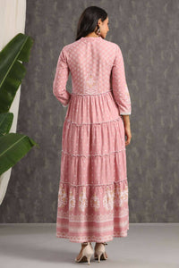Thumbnail for Juniper Womens Onion Pink Rayon Foil Printed Tiered Dress - Distacart