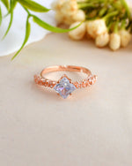 Thumbnail for VOJ white CZ-detail Stainless Steel Cubic Zirconia Gold Plated adjustable finger Ring - Distacart