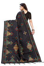 Thumbnail for Vamika Black Kalamkari Print With Jhalar Khadi Silk Sarees