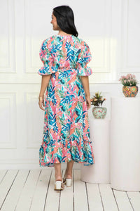 Thumbnail for Myshka Women Multi Floral Polyester A-Line V-Neck Dress - Distacart