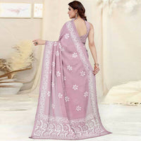 Thumbnail for Women's Partywear Designer Pink Chinon Shiffon Fancy Saree - Dyuti - Distacart
