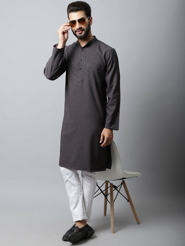 Even Apparels Black Color Pure Cotton Men's Kurta With Band Collar (CHK1166) - Distacart
