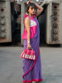 Thumbnail for Suta Lavender Solid Mul Cotton Saree - Distacart