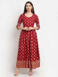 Thumbnail for Rudra Bazaar Gold Printed A-Line Kurti - Distacart