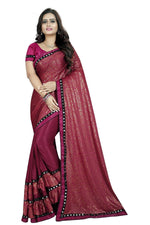Thumbnail for Vamika Wine Red Lycra Designer Saree