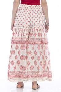 Thumbnail for Mominos Fashion Cotton Block Print With Lace Work Off White Red Color Prints Palazzo - Distacart