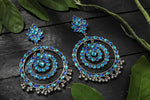Thumbnail for Mominos Fashion Johar Kamal Women's Blue Kundan Circles Earrings - Distacart