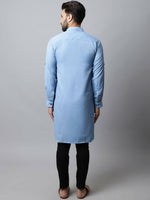 Thumbnail for Even Apparels sky Blue Color Pure Cotton Solid Men's Kurta With Shirt Collar (MMS503) - Distacart