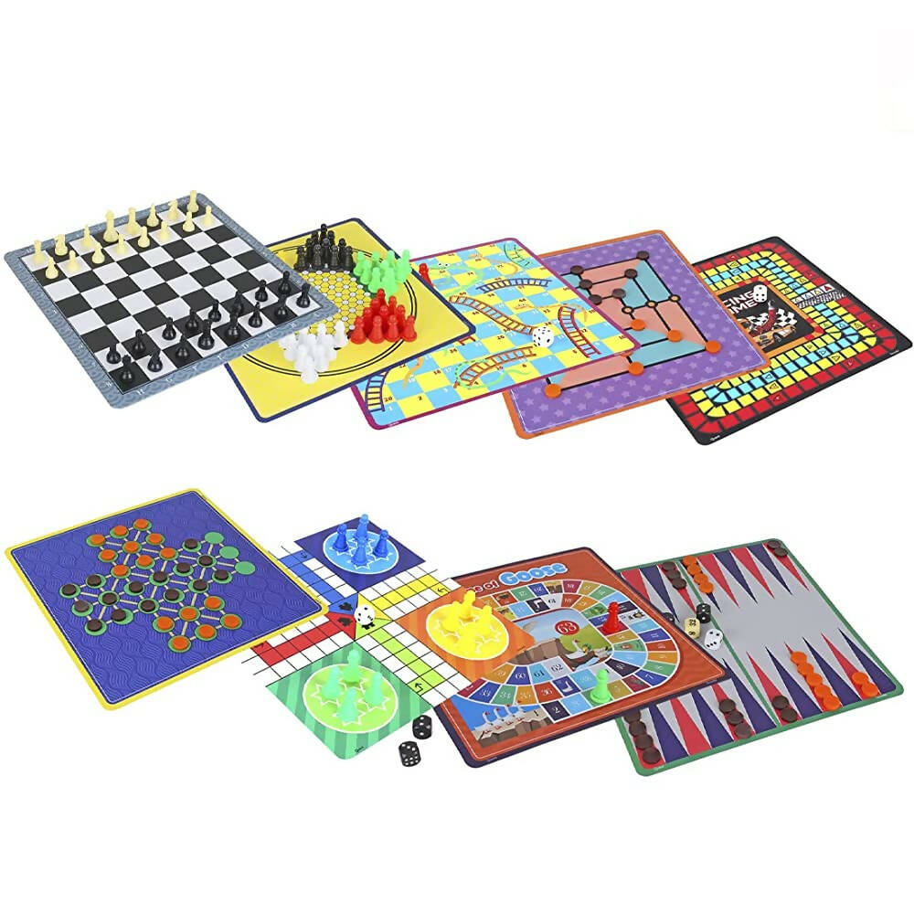 Skoodle Quest Centurion 5 Double Sided 100 Classic Family Board Games Collection 3D Box for Adults & Kids Chess, Ludo, Checkers & More - Age 3+Years - Distacart
