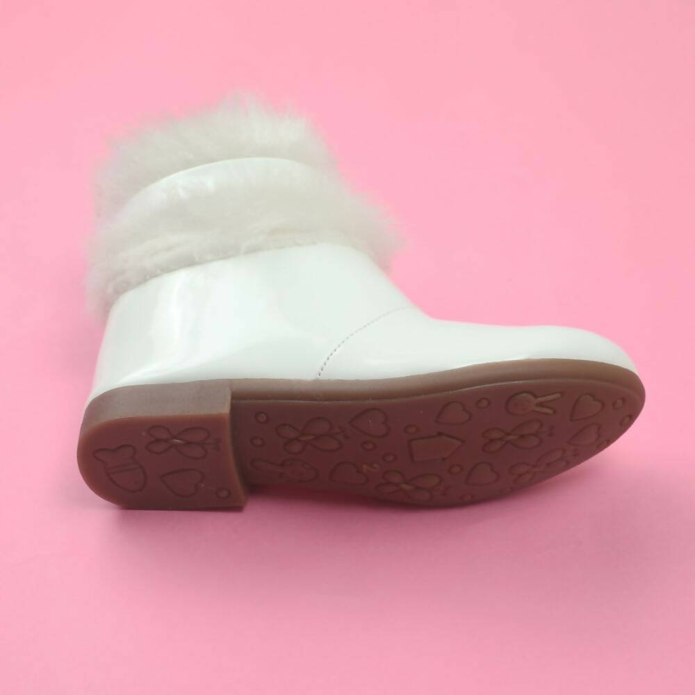 Tiny Bugs Girls Faux Fur Detail Winter Boots - White - Distacart