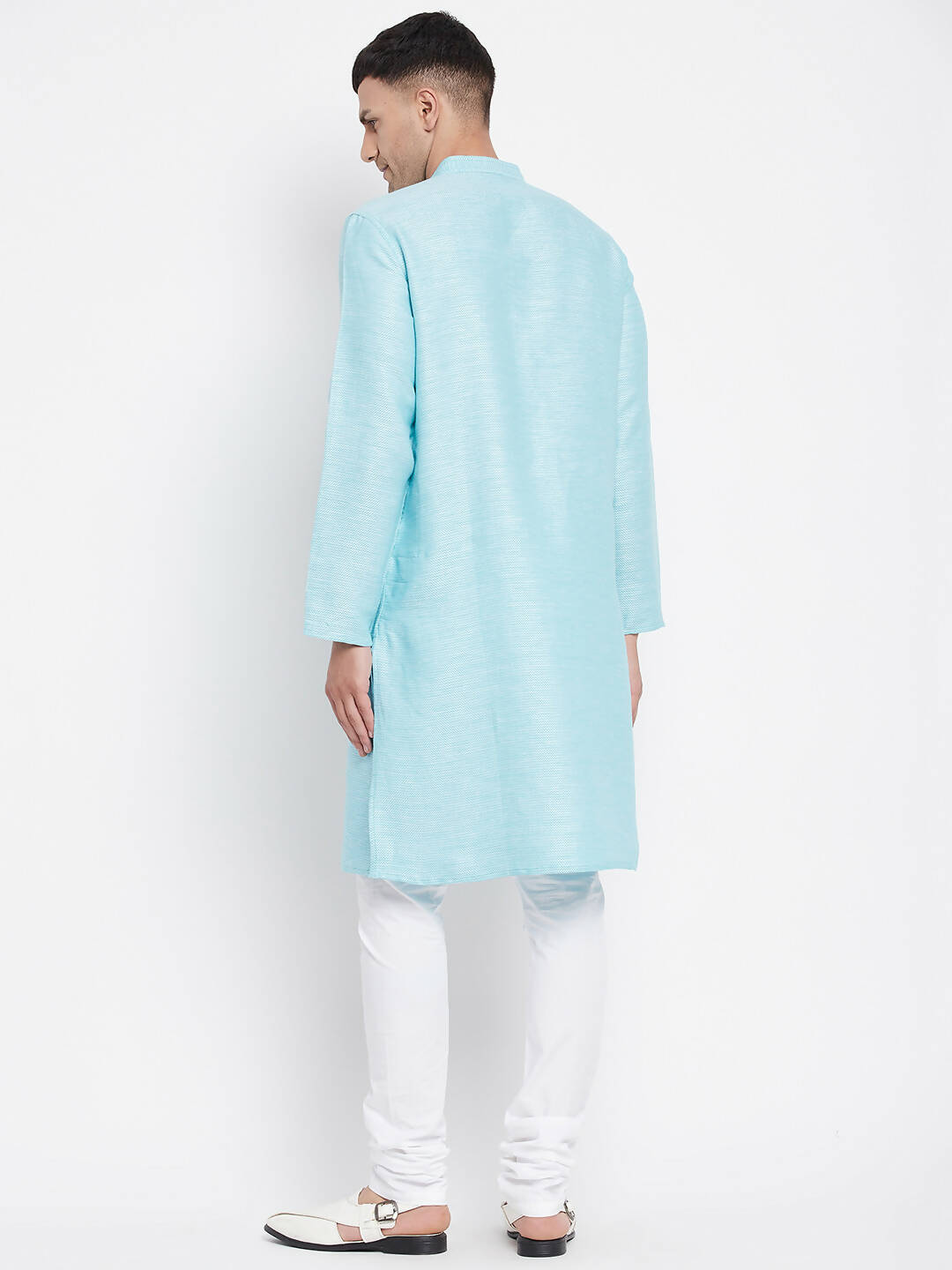 Even Apparels Blue Rayon Men's Kurta With Band Collar - Distacart