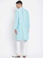 Thumbnail for Even Apparels Blue Rayon Men's Kurta With Band Collar - Distacart